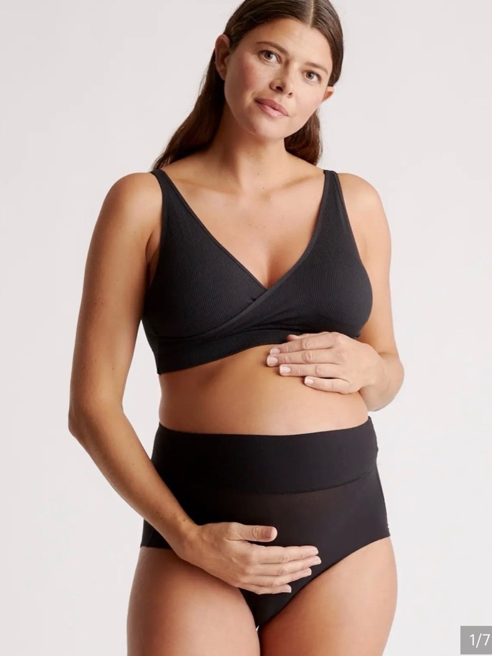 Quince Seamless Ribbed Nursing Bra Crossover Lounge Sz S Black NEW 2 Pack